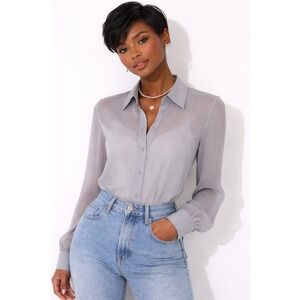 Vtg Express Sheer Button Down Top Size Small Medium Coquette 90s Indie Grunge